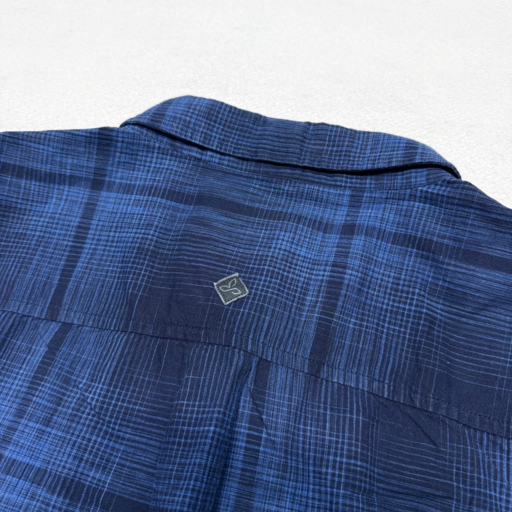 Prana Breathe Lukas Mens XL Blue Plaid Short Sleeve Button Down Casual Outdoor - Picture 14 of 14